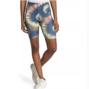 AFRM X Nordstrom Lars Bike Shorts Small Blue Spiral Tie Dye Stretch NWT